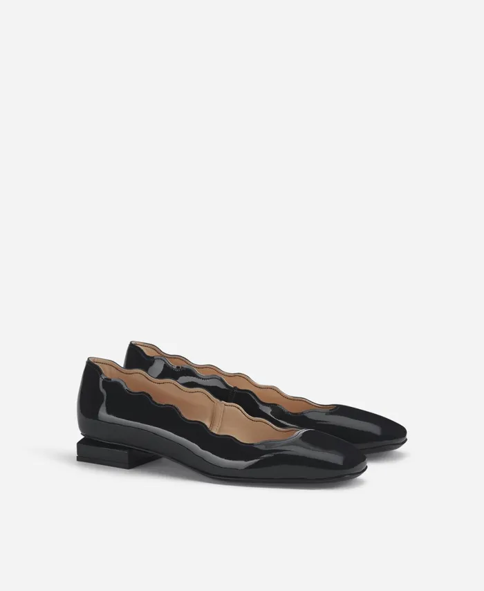 AGL Patent Ballet Flat Midnight Angie L Wave Women Flats