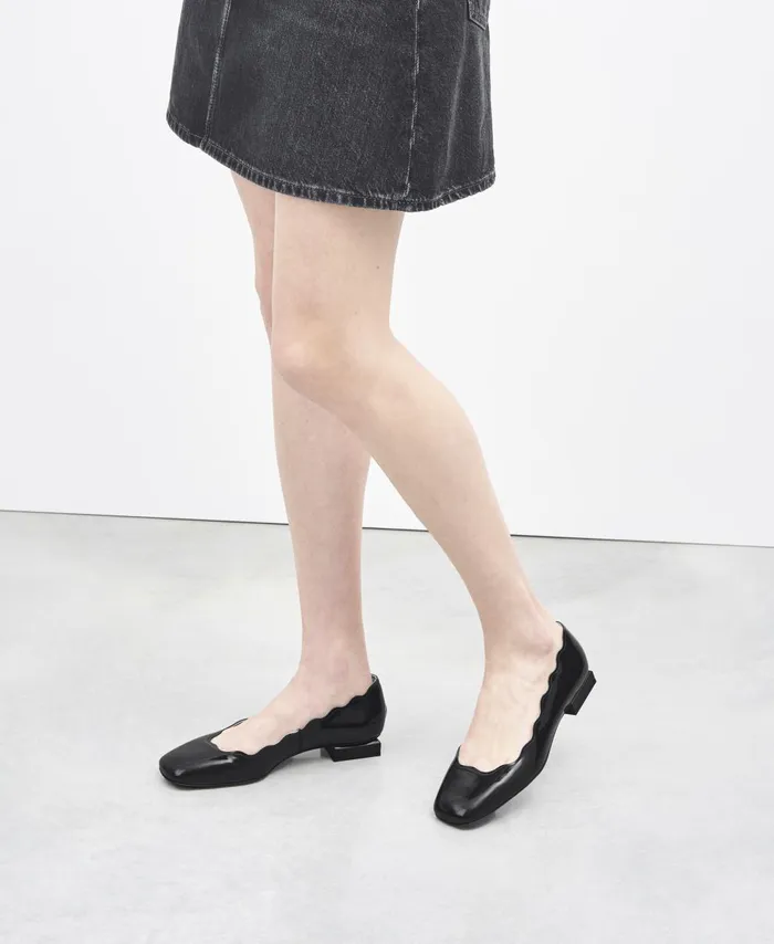 AGL Patent Ballet Flat Midnight Angie L Wave Women Flats