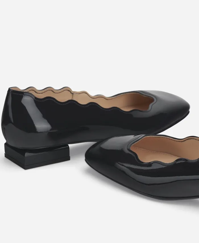 AGL Patent Ballet Flat Midnight Angie L Wave Women Flats