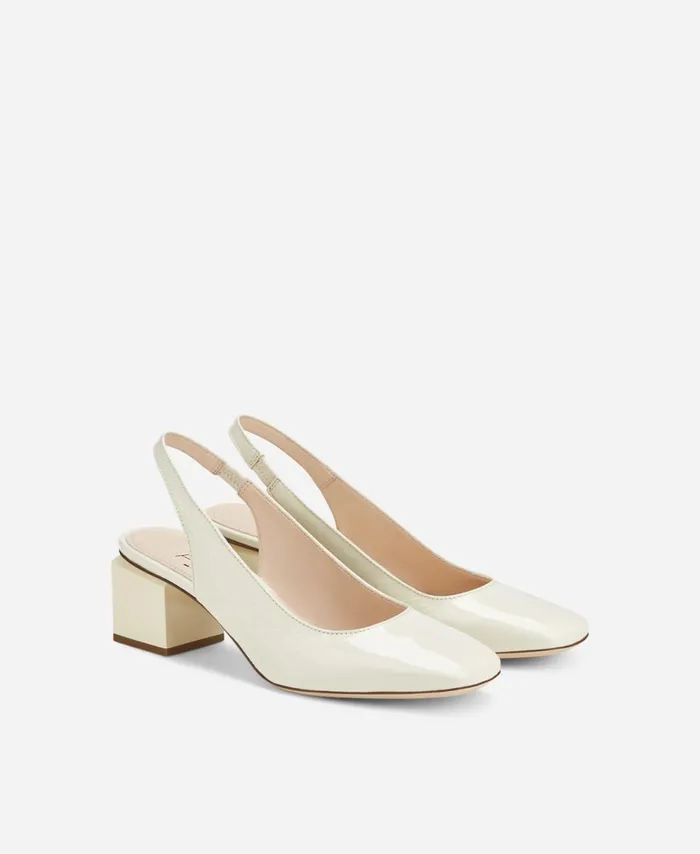 AGL Sling Back With Cube Heel Cream Angie Sling B Women Heels