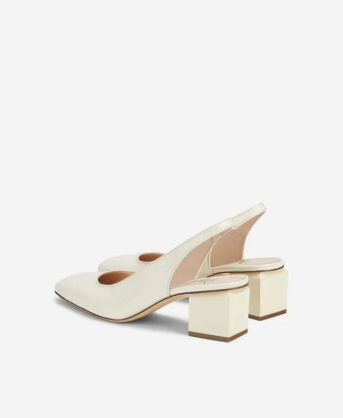 AGL Sling Back With Cube Heel Cream Angie Sling B Women Heels