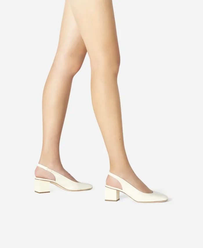 AGL Sling Back With Cube Heel Cream Angie Sling B Women Heels