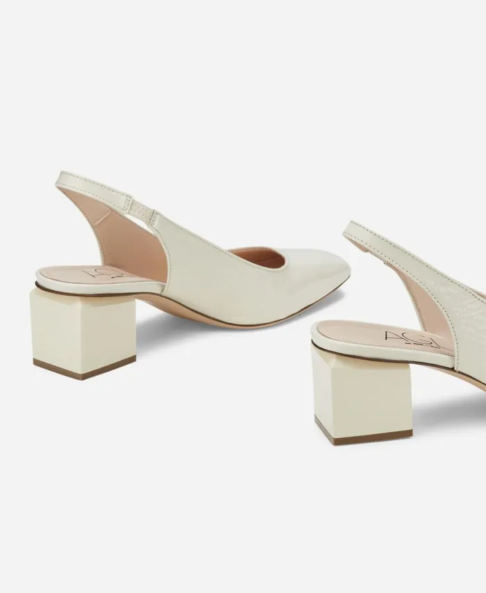 AGL Sling Back With Cube Heel Cream Angie Sling B Women Heels