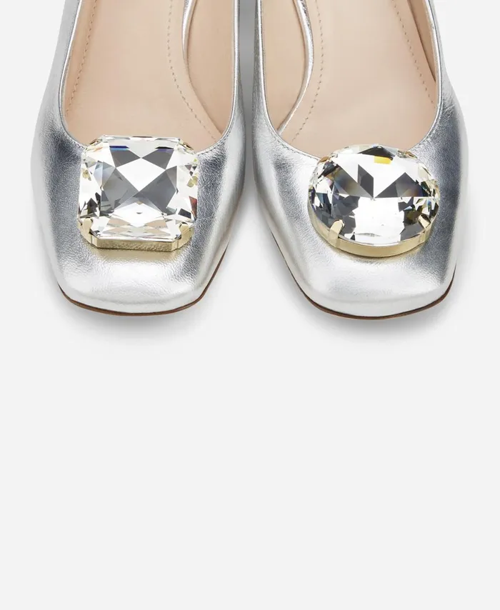 AGL Sling Back With Cube Heel Silver Angie Sb Crystal Women Heels