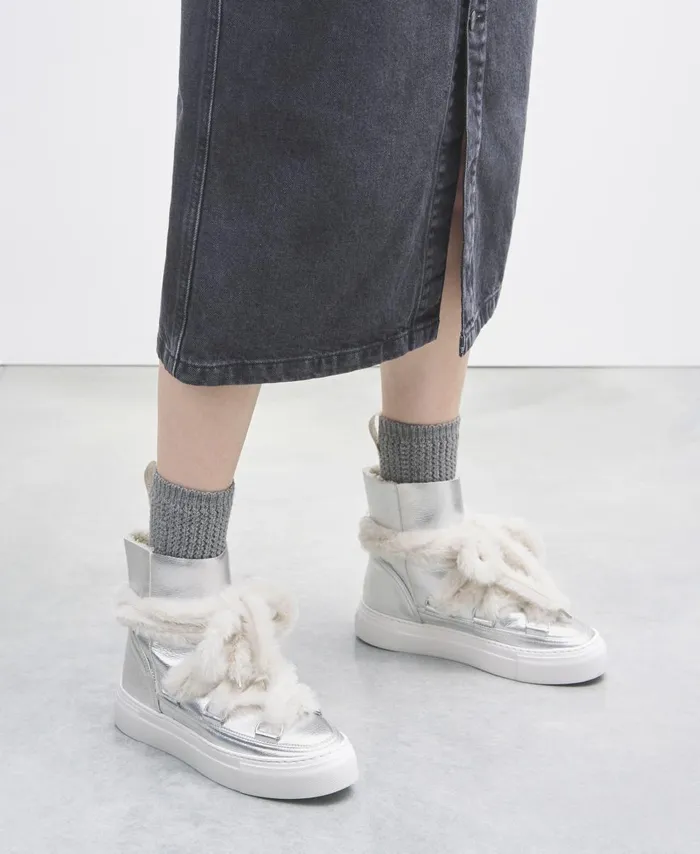 AGL Sneaker Boot With Fur Silver Kate Women Sneakers