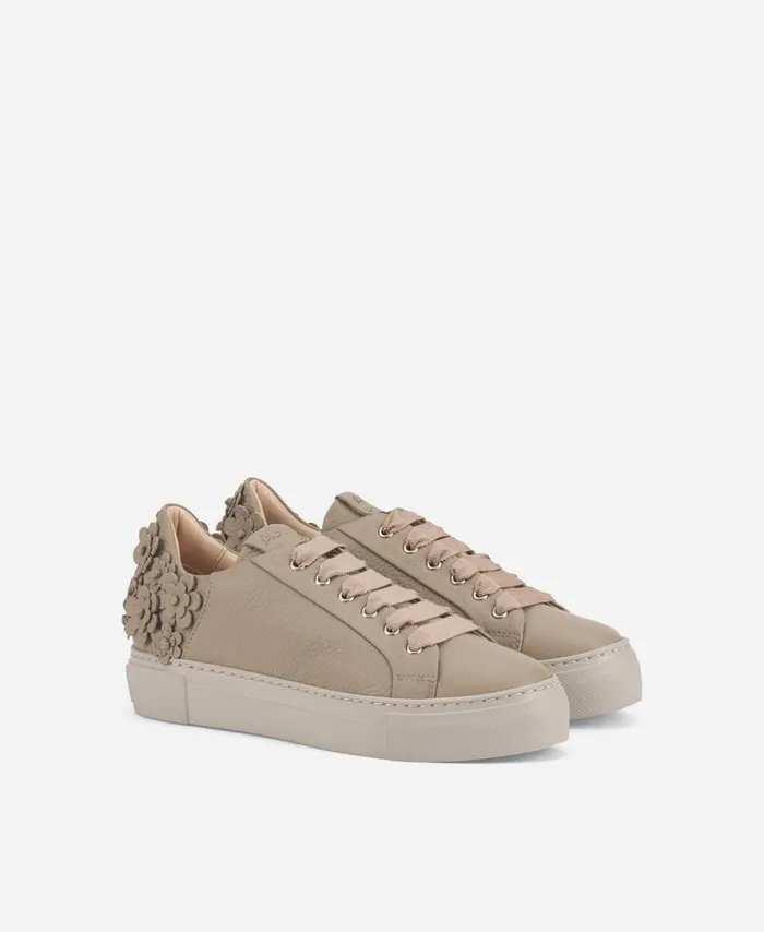 AGL Sneaker With Flowers Taupe Eugenia Women Sneakers