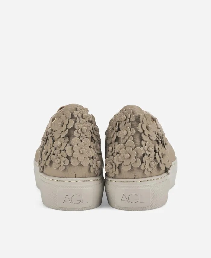 AGL Sneaker With Flowers Taupe Eugenia Women Sneakers