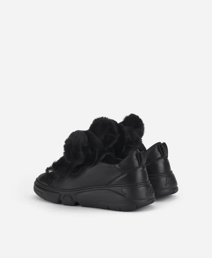 AGL Sneaker With Fur Laces Black Fur Bubble Women Sneakers