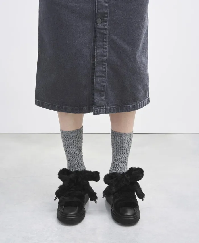 AGL Sneaker With Fur Laces Black Fur Bubble Women Sneakers