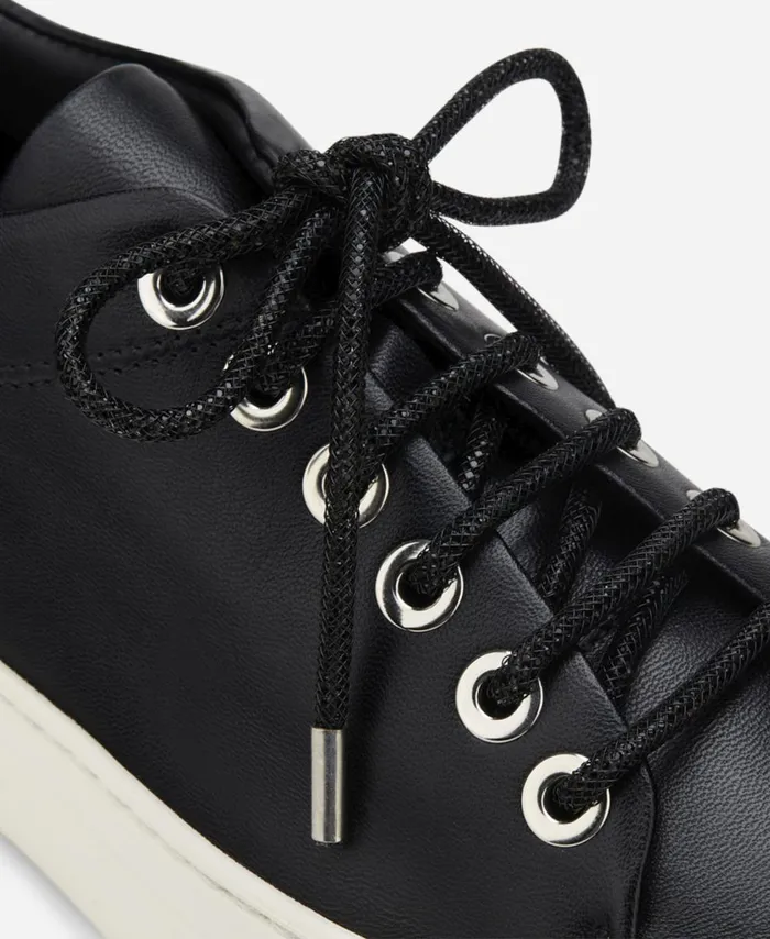 AGL Sneaker With Jeweled Laces Black Crystal Women Sneakers