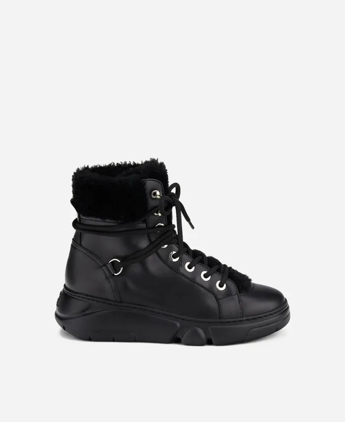 AGL Sneaker With Sheepskin Black GISELLE Women Sneakers