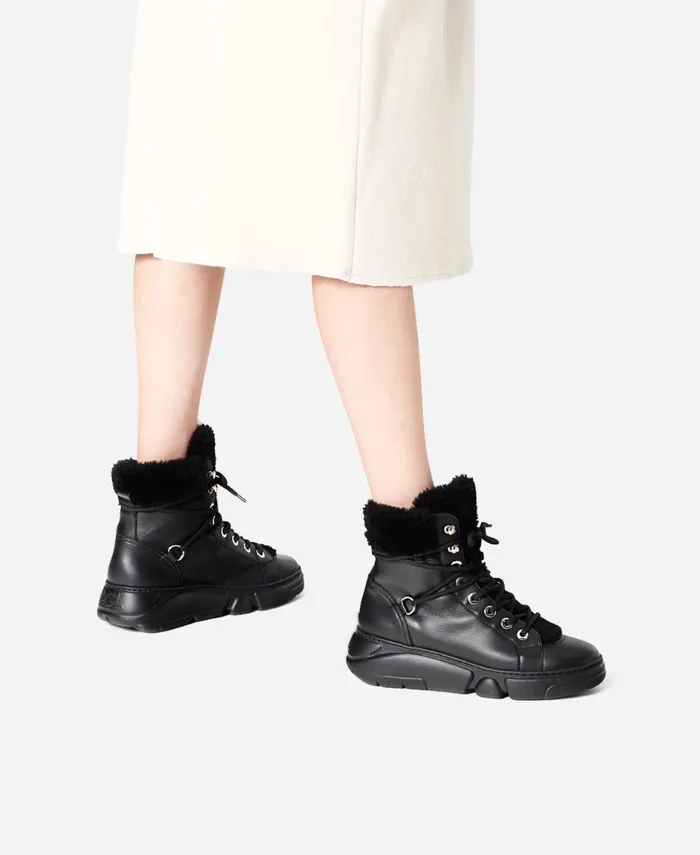 AGL Sneaker With Sheepskin Black GISELLE Women Sneakers