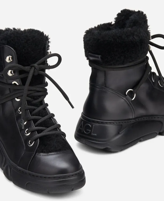 AGL Sneaker With Sheepskin Black GISELLE Women Sneakers