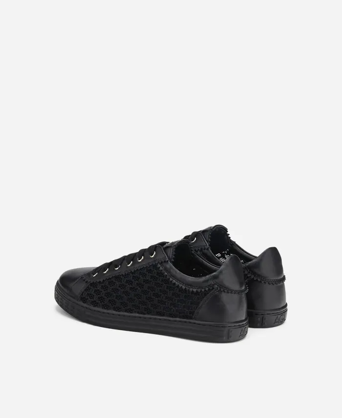 AGL Sneaker With Woven Texture Black Sade Plots Women Sneakers