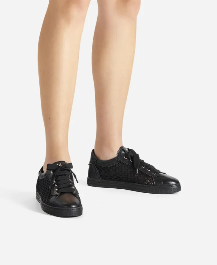 AGL Sneaker With Woven Texture Black Sade Plots Women Sneakers