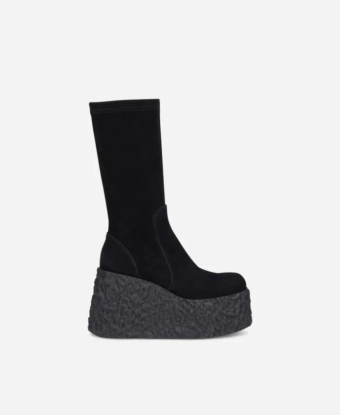 AGL Stretch Nappa Boot Black Velour LAVA STRETCH Women Booties