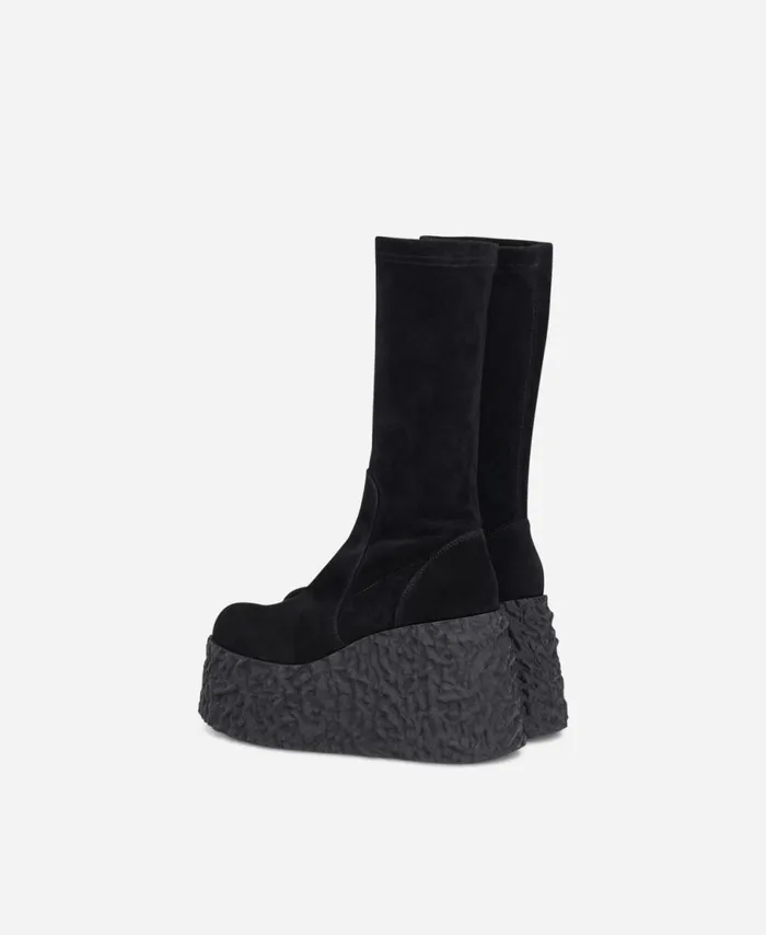 AGL Stretch Nappa Boot Black Velour LAVA STRETCH Women Booties