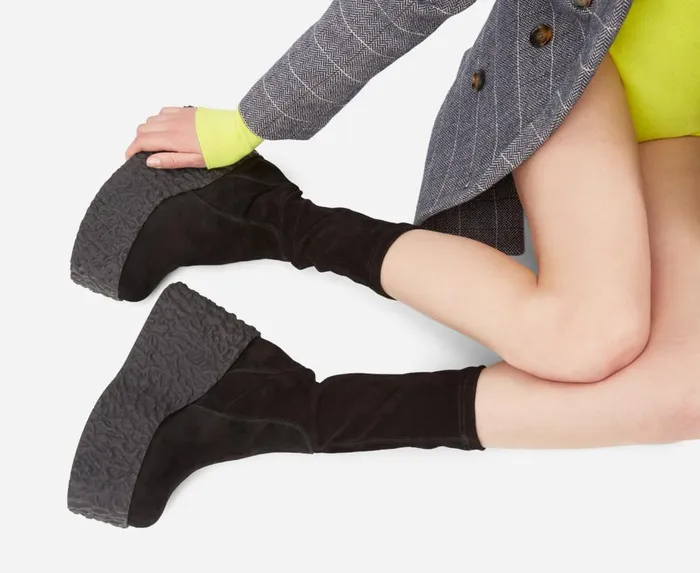 AGL Stretch Nappa Boot Black Velour LAVA STRETCH Women Booties