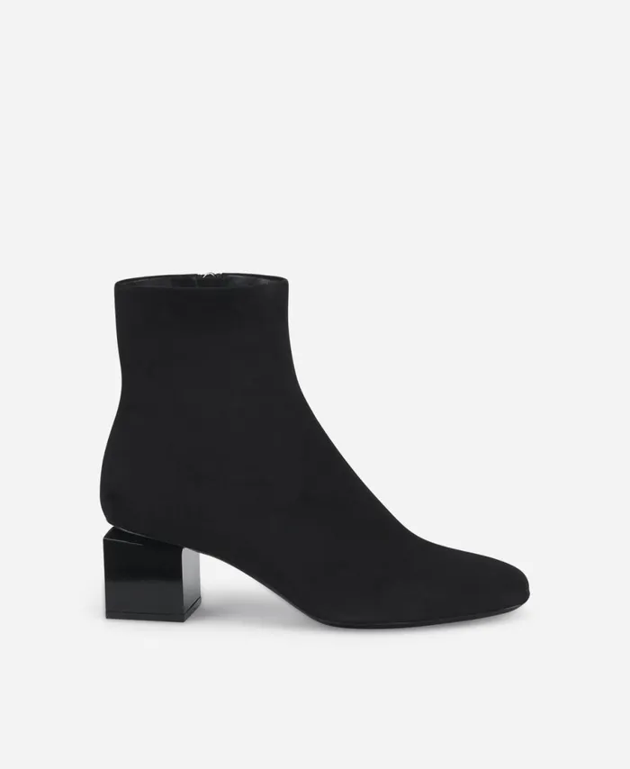 AGL Velour Ankle Boot With Cubeshaped Heel Black Angie Pure Women Booties