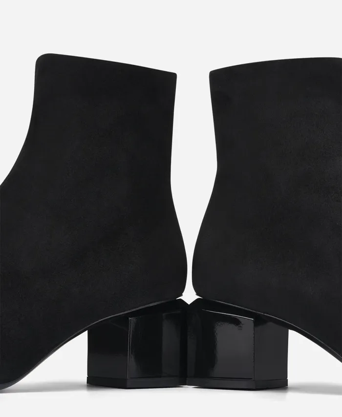 AGL Velour Ankle Boot With Cubeshaped Heel Black Angie Pure Women Booties