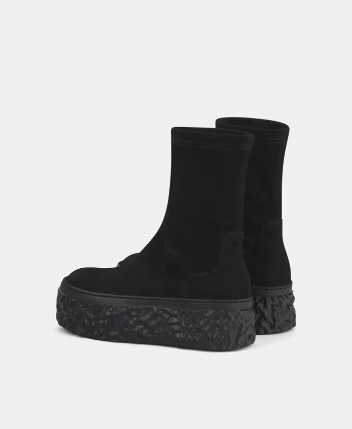 AGL Velour Ankle Boot With Platform Black Magma Stretch Women Booties