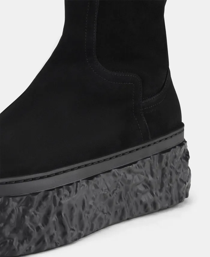 AGL Velour Ankle Boot With Platform Black Magma Stretch Women Booties
