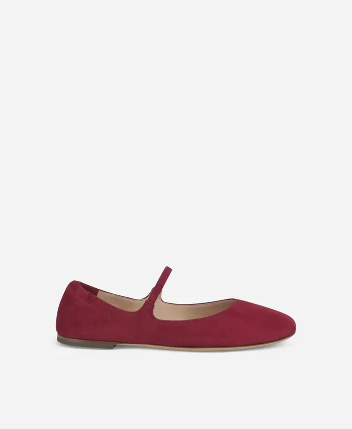 AGL Velour Ballet Flat Red Iris Women Flats