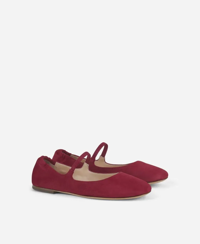 AGL Velour Ballet Flat Red Iris Women Flats