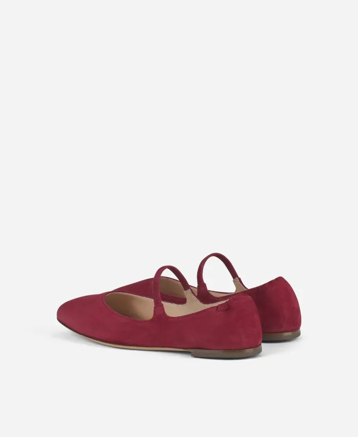 AGL Velour Ballet Flat Red Iris Women Flats