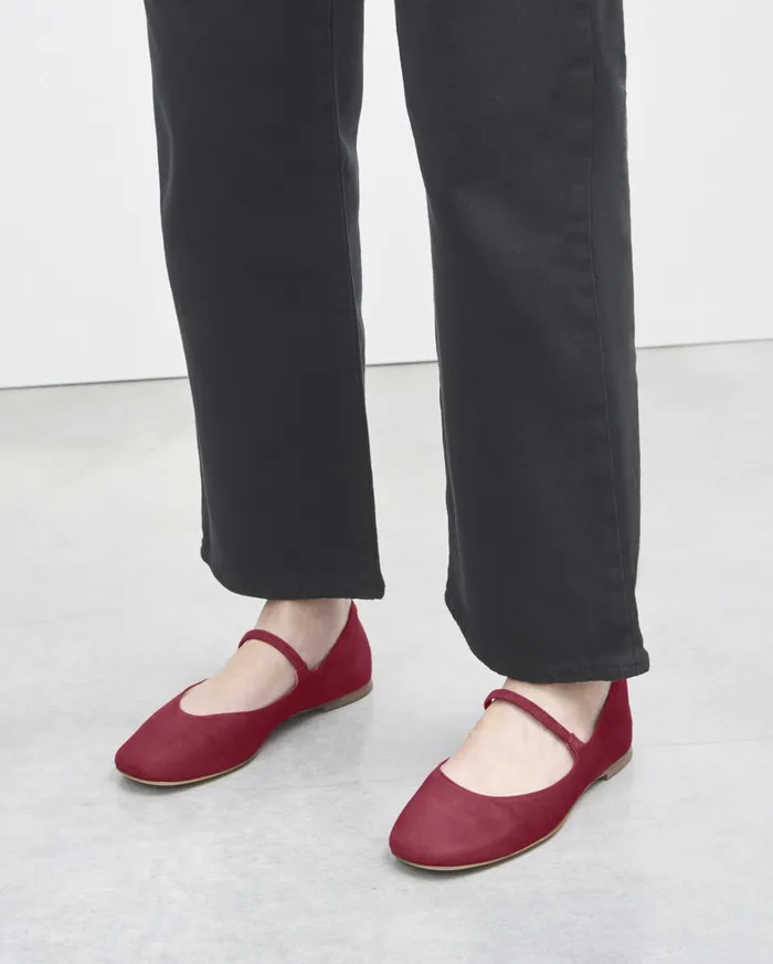 AGL Velour Ballet Flat Red Iris Women Flats