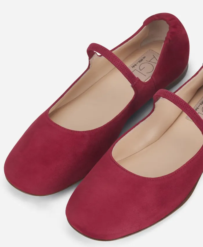 AGL Velour Ballet Flat Red Iris Women Flats