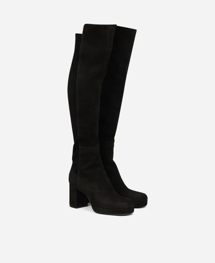AGL Velour Boot Black BETTY HIGH Women Boots