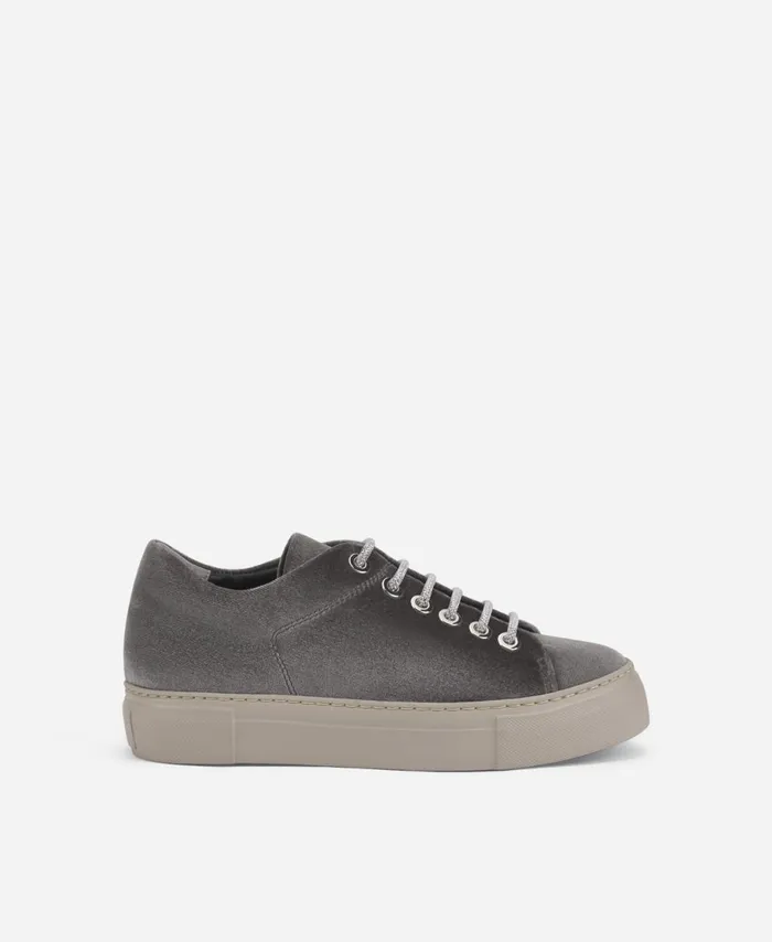 AGL Velvet Sneaker Grey Vananda Velvet Women Sneakers