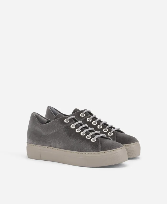 AGL Velvet Sneaker Grey Vananda Velvet Women Sneakers