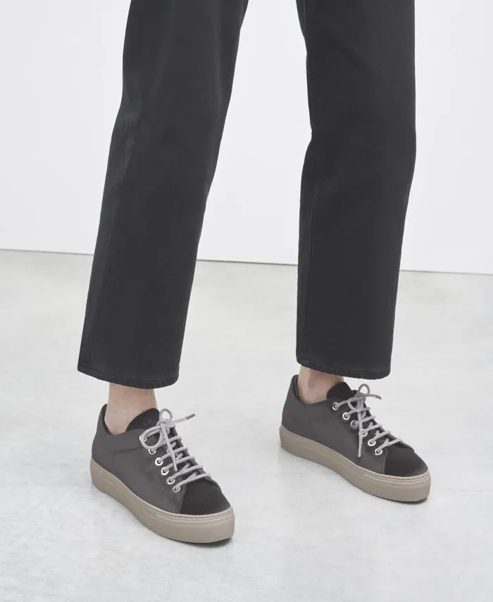 AGL Velvet Sneaker Grey Vananda Velvet Women Sneakers