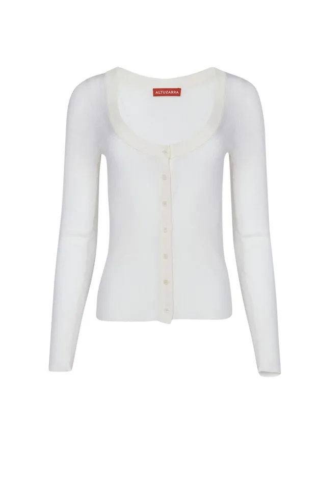 Altuzarra Vicky Knit Cardigan White Women Tops