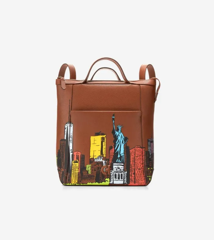Bags And Backpacks Women Cole Haan Cole Haan X Russ Pope Grand Ambition Small Convertible Luxe Backpack British Tannew York City Print