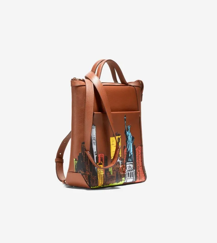 Bags And Backpacks Women Cole Haan Cole Haan X Russ Pope Grand Ambition Small Convertible Luxe Backpack British Tannew York City Print Bags And Backpacks Women Cole Haan Cole Haan X Russ Pope Grand Ambition Small Convertible Luxe Backpack British Tannew York City Print