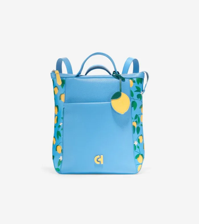 Bags And Backpacks Women Cole Haan Grand Ambition Small Convertible Luxe Backpack Lemon Print