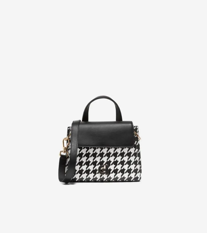 Bags And Backpacks Women Cole Haan Mini Collective Satchel Blackwhite Houndstooth