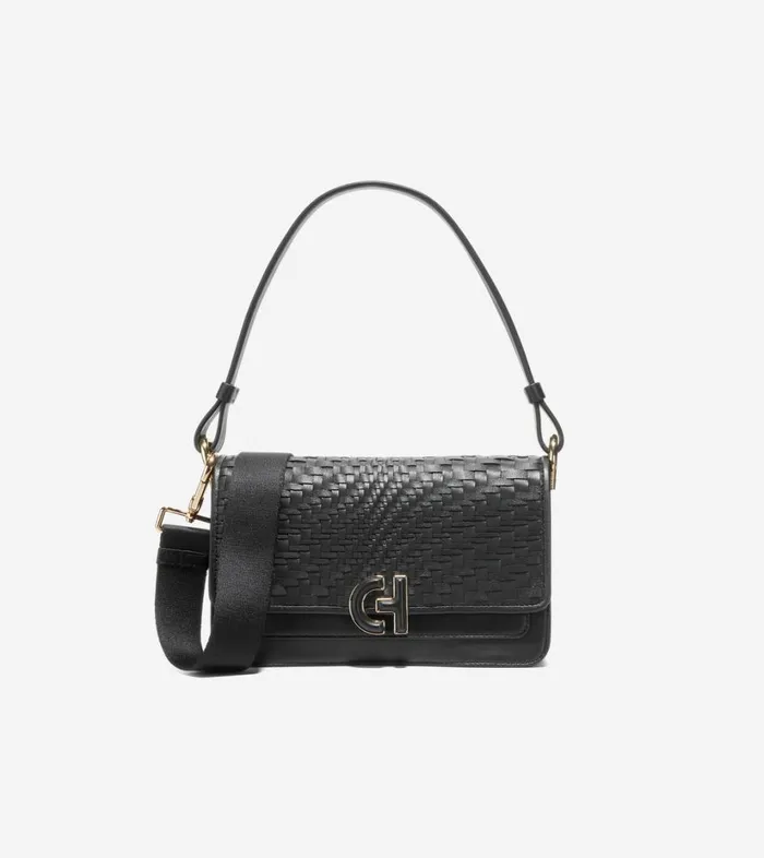 Bags And Backpacks Women Cole Haan Mini Shoulder Bag Genevieve Weave Black