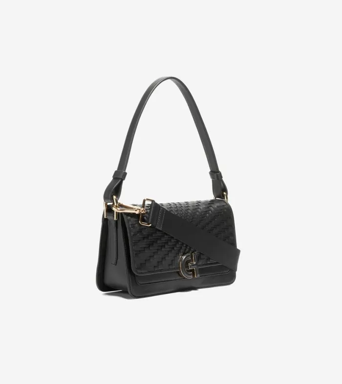 Bags And Backpacks Women Cole Haan Mini Shoulder Bag Genevieve Weave Black