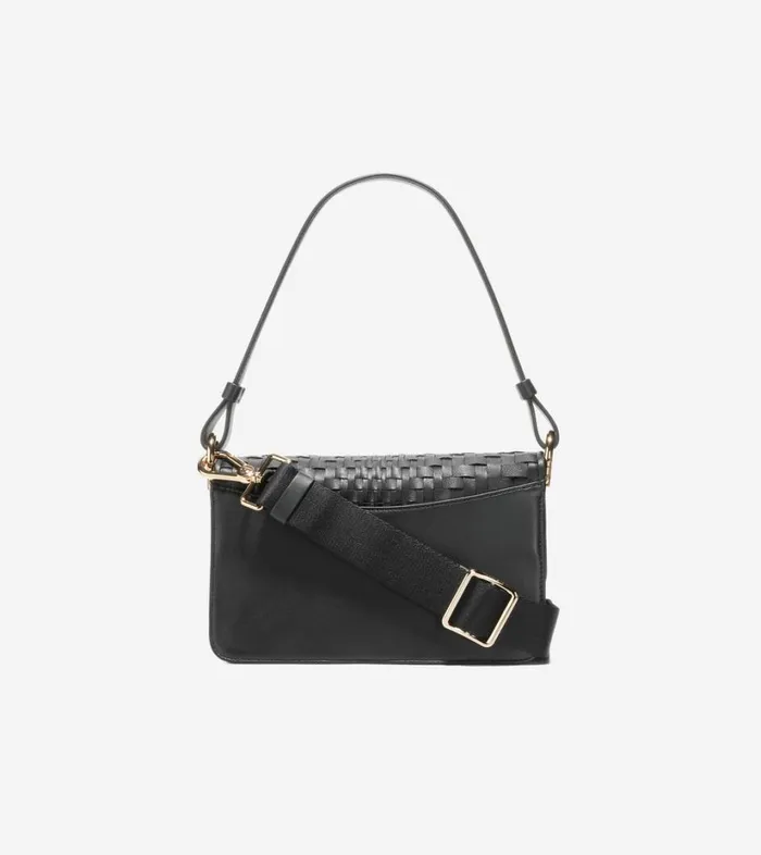 Bags And Backpacks Women Cole Haan Mini Shoulder Bag Genevieve Weave Black