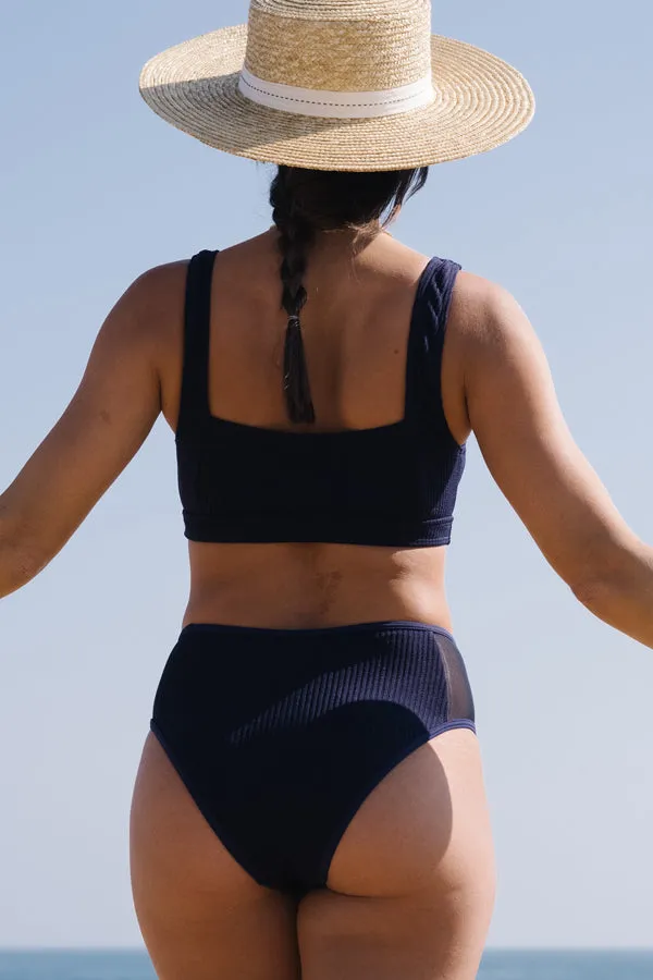 Beachsissi Bikini Women Mesh Patchwork Solid Color Cute Bikini Set Navy Blue Beachsissi Bikini Women Mesh Patchwork Solid Color Cute Bikini Set Navy Blue