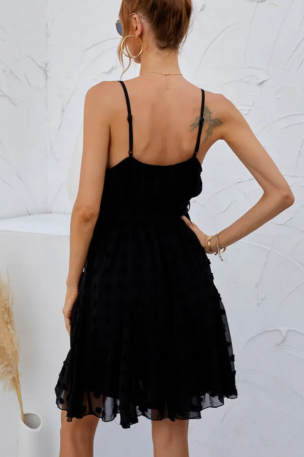 Beachsissi Dresses Women Fashion Tie Waisted V Neck Mini Dress Black