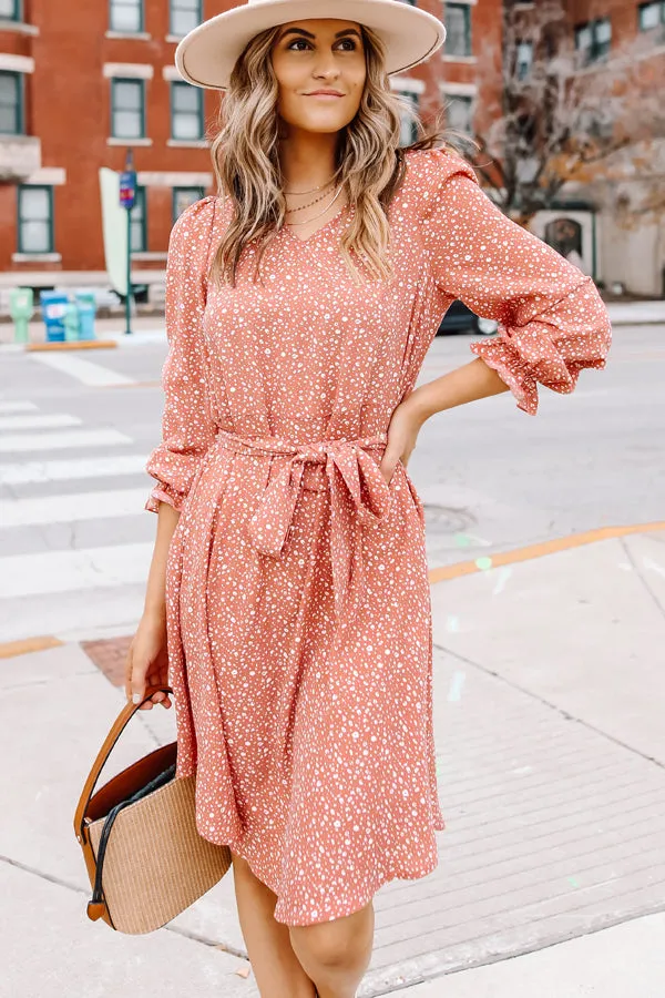 Beachsissi Dresses Women Polka Dot Prints Long Sleeve Tie Waist Dress Pink