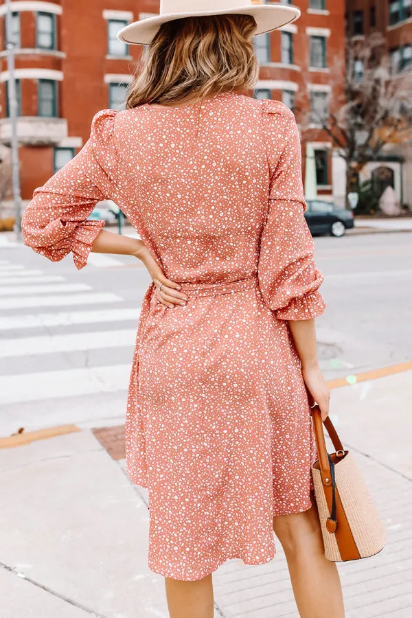Beachsissi Dresses Women Polka Dot Prints Long Sleeve Tie Waist Dress Pink