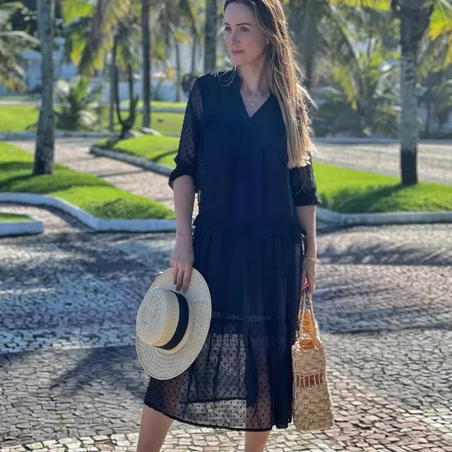 Beachsissi Dresses Women Solid Color V Neck Ruffled Casual Dress Black