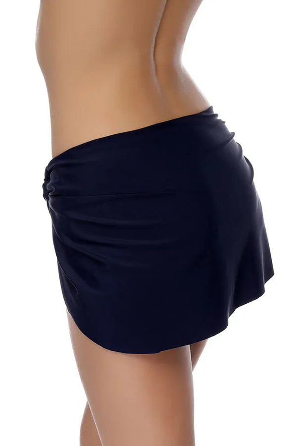 Beachsissi Swim Bottom Women Drawstring Side High Waisted Swim Skirt Black