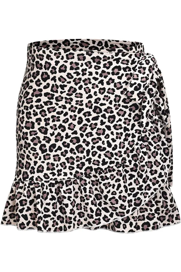 Beachsissi Swim Bottom Women Leopard Print Ruffle Hem Swim Skirt Leopard